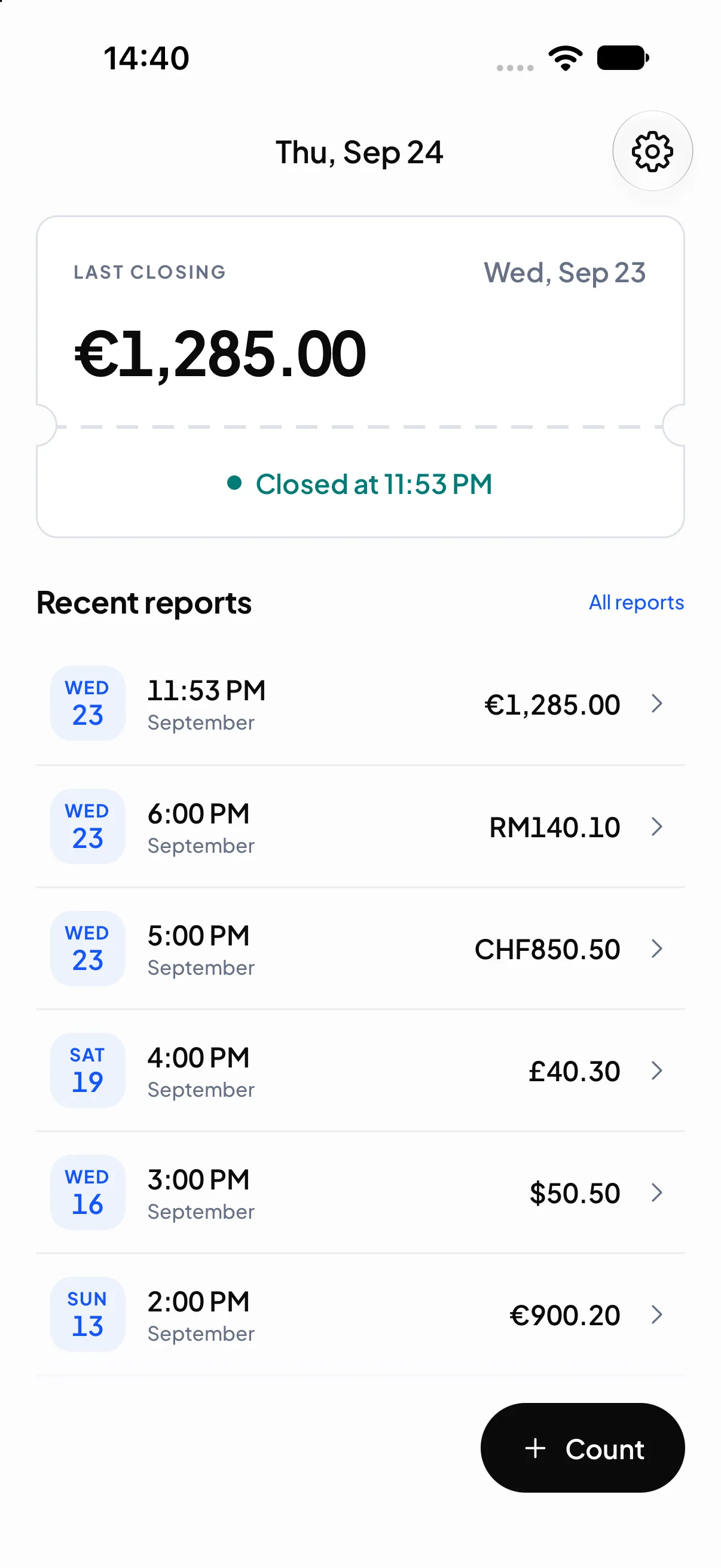 Écran d’accueil de CashierHelper